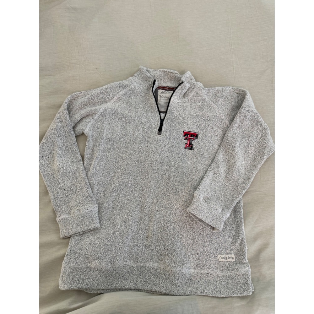 Pressbox Texas Tech Comfy Terry Quarter Zip‎ Pullover Heather Gray Size M